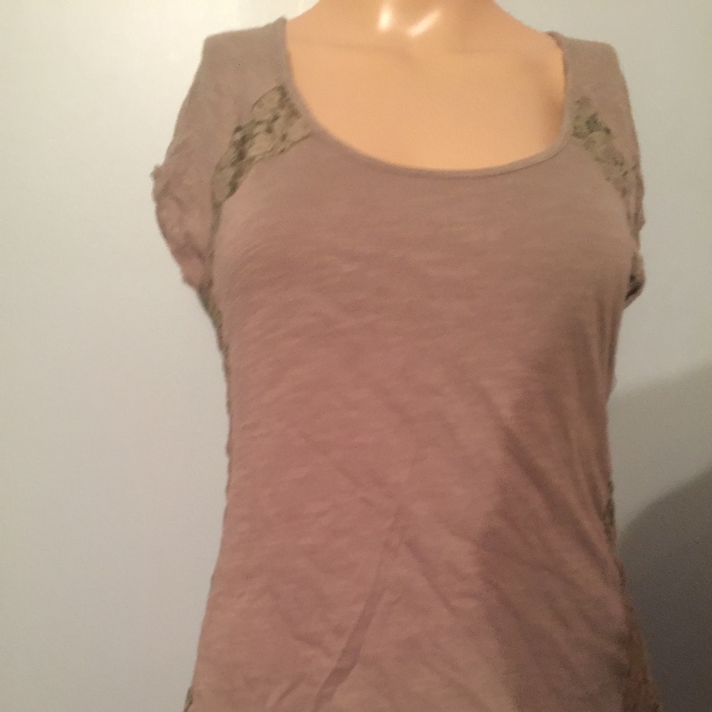 w.f Women's Gray Medium Cap Sleeve Top Cotton
